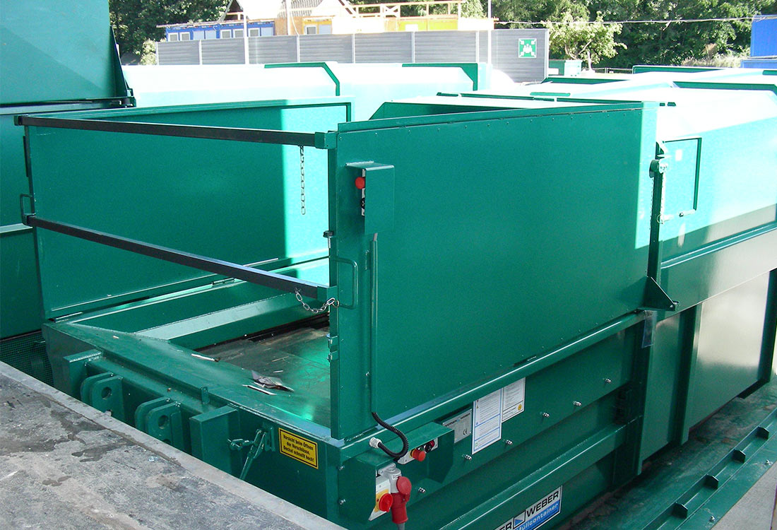 Containerpresse CP für 1,1 m³ Behälter, Müllpressen, Abfallbehälter &  Ascher
